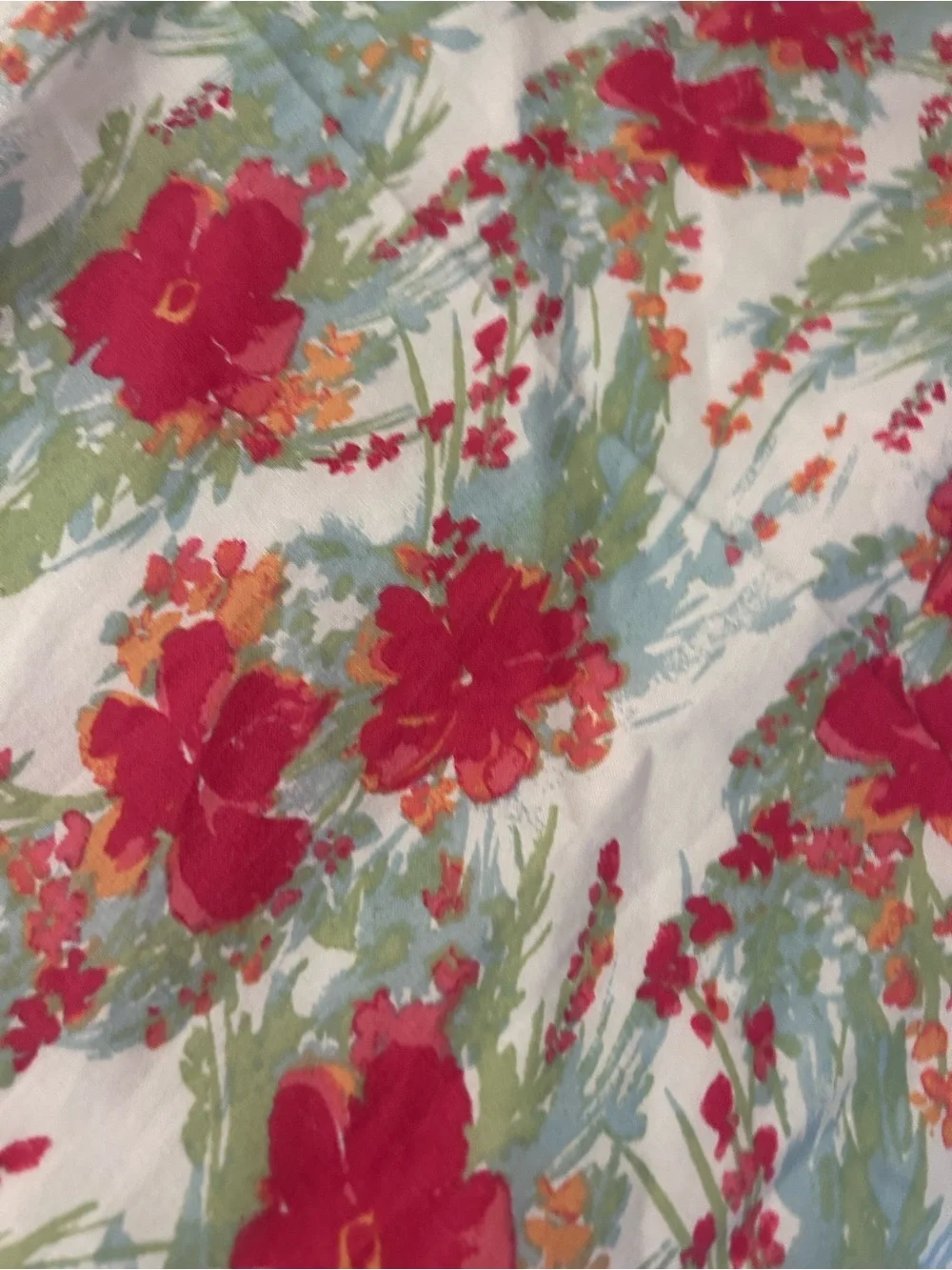 Badgley Mischka Luxe Hem Cottage Garden King Flat Sheet Artistic Floral Print